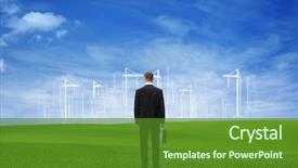  Presentation with future - Colorful PPT layouts enhanced with businessman looking at the future backdrop and a tawny brown colored foreground