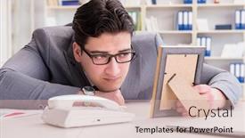  Presentation with picture frame - Audience pleasing PPT theme consisting of businessman-looking-at-the-picture backdrop and a soft green colored foreground