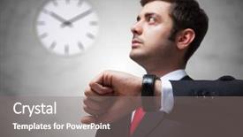  Presentation with what is thing used in looking for far object - Beautiful PPT layouts featuring businessman looking at the watch backdrop and a gray colored foreground