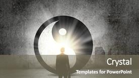  Presentation with yin yang - PPT layouts having businessman looking at yin yang background and a gray colored foreground
