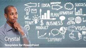  Presentation with black business - Beautiful presentation theme featuring innovation african american - black businessman looking business scheme backdrop and a mint green colored foreground