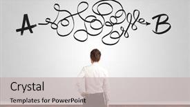  Presentation with businessman standing on maze - Presentation theme with businessman looking for connection background and a light gray colored foreground