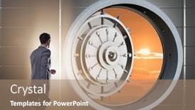  Presentation with freedom - Beautiful theme featuring businessman-looking-for-freedom backdrop and a coral colored foreground