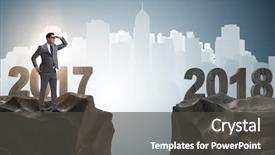  Presentation with reflection looking back to go forward - Colorful theme enhanced with businessman looking forward to 2018 backdrop and a dark gray colored foreground