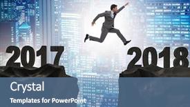  Presentation with forward - Colorful slide deck enhanced with businessman looking forward to 2018 backdrop and a teal colored foreground