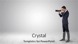  Presentation with forward - Amazing slide deck having businessman looking forward with binoculars backdrop and a white colored foreground