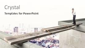  Presentation with bridge - Amazing PPT theme having businessman looking improvide bridge and he is thinking what to do backdrop and a pink colored foreground