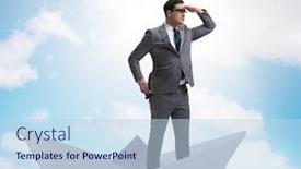  Presentation with ship - Colorful presentation enhanced with businessman-looking-into-future backdrop and a light blue colored foreground