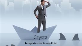  Presentation with future - Cool new PPT theme with businessman-looking-into-future backdrop and a light blue colored foreground