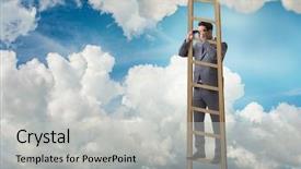  Presentation with forecasting - Slide set enhanced with businessman looking into the future background and a light gray colored foreground