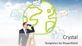  Presentation with sky blue - Presentation consisting of businessman looking on a ladder background and a white colored foreground