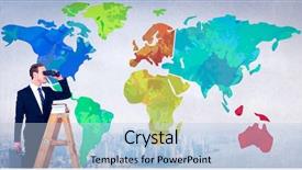  Presentation with city - Beautiful slide deck featuring businessman looking on a ladder backdrop and a light blue colored foreground