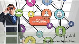  Presentation with windows - Slide set enhanced with businessman looking on a ladder background and a  colored foreground