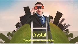  Presentation with sky blue - Beautiful presentation theme featuring businessman looking on a ladder backdrop and a tawny brown colored foreground