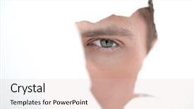  Presentation with wall - Presentation theme having businessman looking through a hole background and a lemonade colored foreground