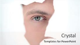  Presentation with wall - Colorful PPT theme enhanced with businessman looking through a hole backdrop and a lemonade colored foreground