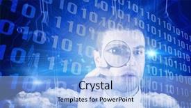  Presentation with looking glass - Presentation design enhanced with magnifying glass against binary background and a light blue colored foreground