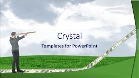  Presentation with telescope - Amazing slide set having businessman looking through telescope against field and sky backdrop and a sky blue colored foreground