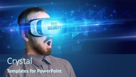  Presentation with cyber security - Presentation design having reality glasses with file security background and a ocean colored foreground