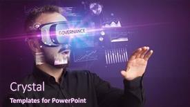  Presentation with governance - Slide set with businessman-looking-through-virtual-reality background and a wine colored foreground