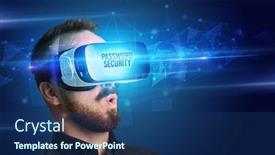  Presentation with password security - Slides having businessman-looking-through-virtual-reality background and a ocean colored foreground