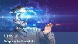  Presentation with virtual technology - Slide deck with businessman-looking-through-virtual-reality background and a ocean colored foreground