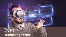  Presentation with climate change - Beautiful slides featuring businessman-looking-through-virtual-reality backdrop and a gray colored foreground