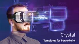  Presentation with genetic - Theme with businessman-looking-through-virtual-reality background and a navy blue colored foreground