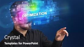  Presentation with virtual reality - Slide set consisting of businessman-looking-through-virtual-reality background and a dark gray colored foreground