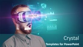  Presentation with objective - Amazing presentation theme having businessman-looking-through-virtual-reality backdrop and a ocean colored foreground
