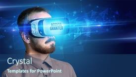  Presentation with virtual reality - Amazing slides having businessman-looking-through-virtual-reality backdrop and a ocean colored foreground