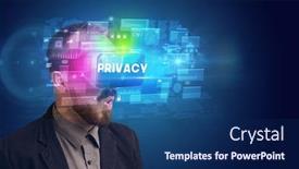  Presentation with virtual reality - PPT layouts featuring businessman-looking-through-virtual-reality background and a navy blue colored foreground