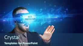  Presentation with data protection - Cool new presentation theme with businessman-looking-through-virtual-reality backdrop and a ocean colored foreground