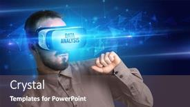  Presentation with data analysis - Presentation enhanced with businessman-looking-through-virtual-reality background and a gray colored foreground