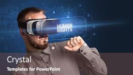  Presentation with human social - Amazing slide deck having businessman-looking-through-virtual-reality backdrop and a gray colored foreground