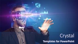  Presentation with foresight - Audience pleasing slides consisting of businessman-looking-through-virtual-reality backdrop and a ocean colored foreground
