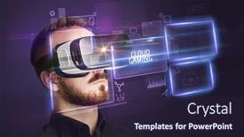  Presentation with cloud gaming - Slide deck consisting of businessman-looking-through-virtual-reality background and a wine colored foreground