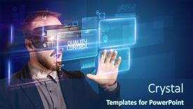  Presentation with quality control - PPT layouts enhanced with businessman-looking-through-virtual-reality background and a ocean colored foreground