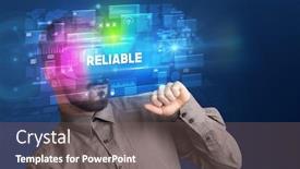  Presentation with virtual reality - Beautiful theme featuring businessman-looking-through-virtual-reality backdrop and a gray colored foreground