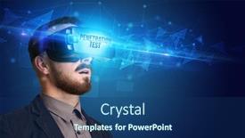  Presentation with cyber security - Slide deck with businessman-looking-through-virtual-reality background and a ocean colored foreground