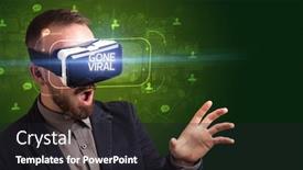  Presentation with viral - Presentation theme enhanced with businessman-looking-through-virtual-reality background and a dark gray colored foreground