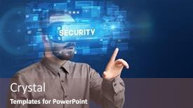  Presentation with virtual - Presentation theme featuring businessman-looking-through-virtual-reality background and a gray colored foreground