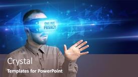 Presentation with privacy - PPT theme having businessman-looking-through-virtual-reality background and a gray colored foreground
