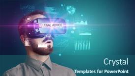  Presentation with legal - Cool new slide deck with businessman-looking-through-virtual-reality backdrop and a ocean colored foreground