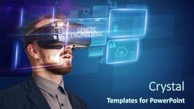  Presentation with genetic - PPT layouts enhanced with businessman-looking-through-virtual-reality background and a ocean colored foreground
