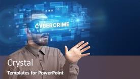  Presentation with virtual reality - PPT theme consisting of businessman-looking-through-virtual-reality background and a gray colored foreground