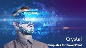  Presentation with glasses - Slide set having businessman-looking-through-vr-glasses background and a ocean colored foreground