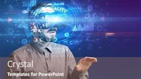  Presentation with glasses - Slides featuring businessman-looking-through-vr-glasses background and a gray colored foreground