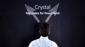  Presentation with arrows process - PPT theme featuring businessman-looking-to-a-chalkboard background and a wine colored foreground