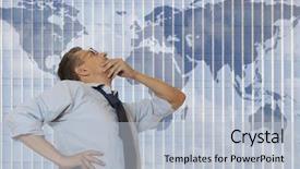  Presentation with organization - Beautiful PPT theme featuring businessman looking to world map backdrop and a light blue colored foreground